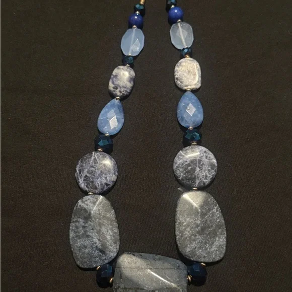 ROX By Alexa Chunky Blue Gemstone Statement Necklace - Picture 2 of 6